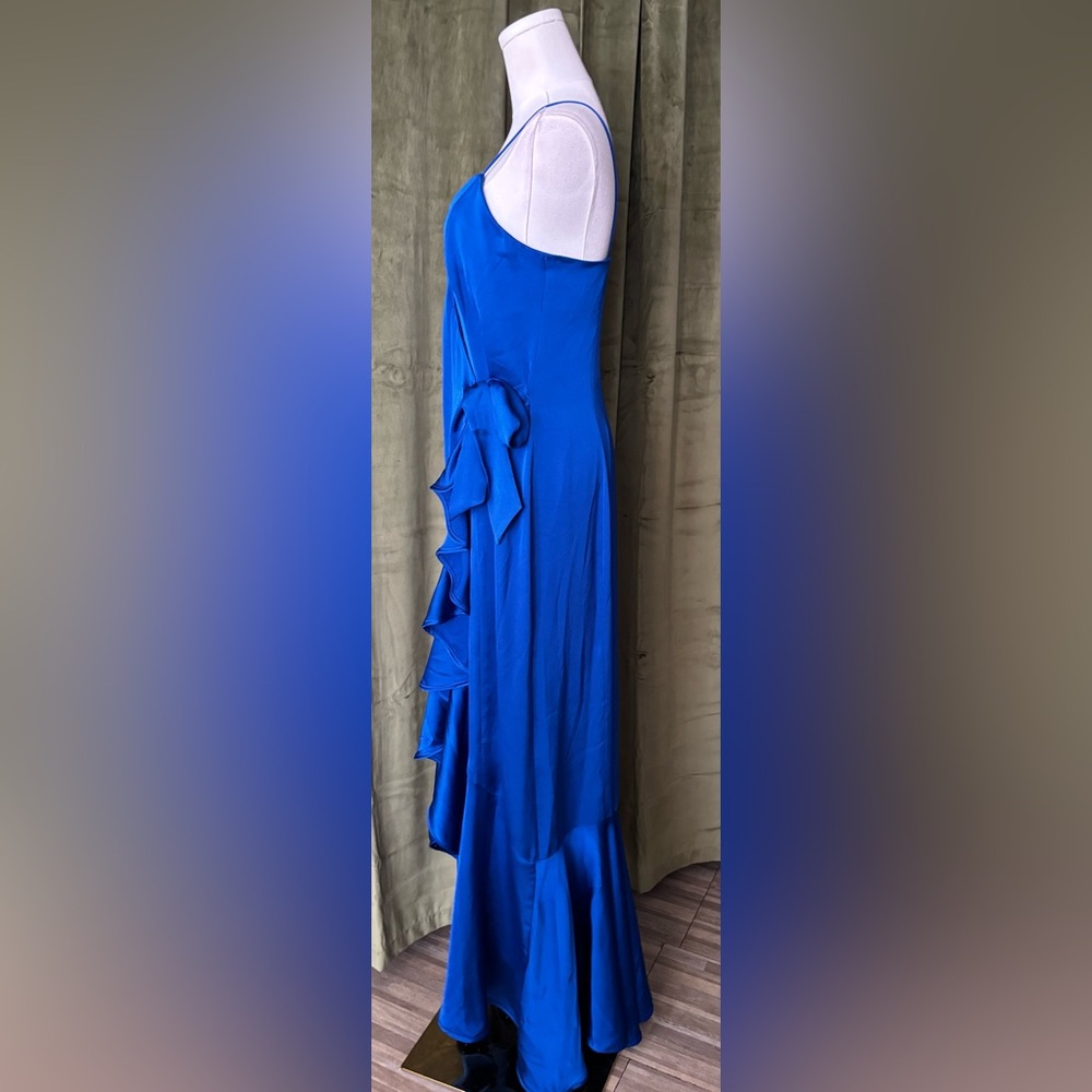Azulu Cobalt Blue Ruffled wrap maxi Dress, S - Picture 2 of 8
